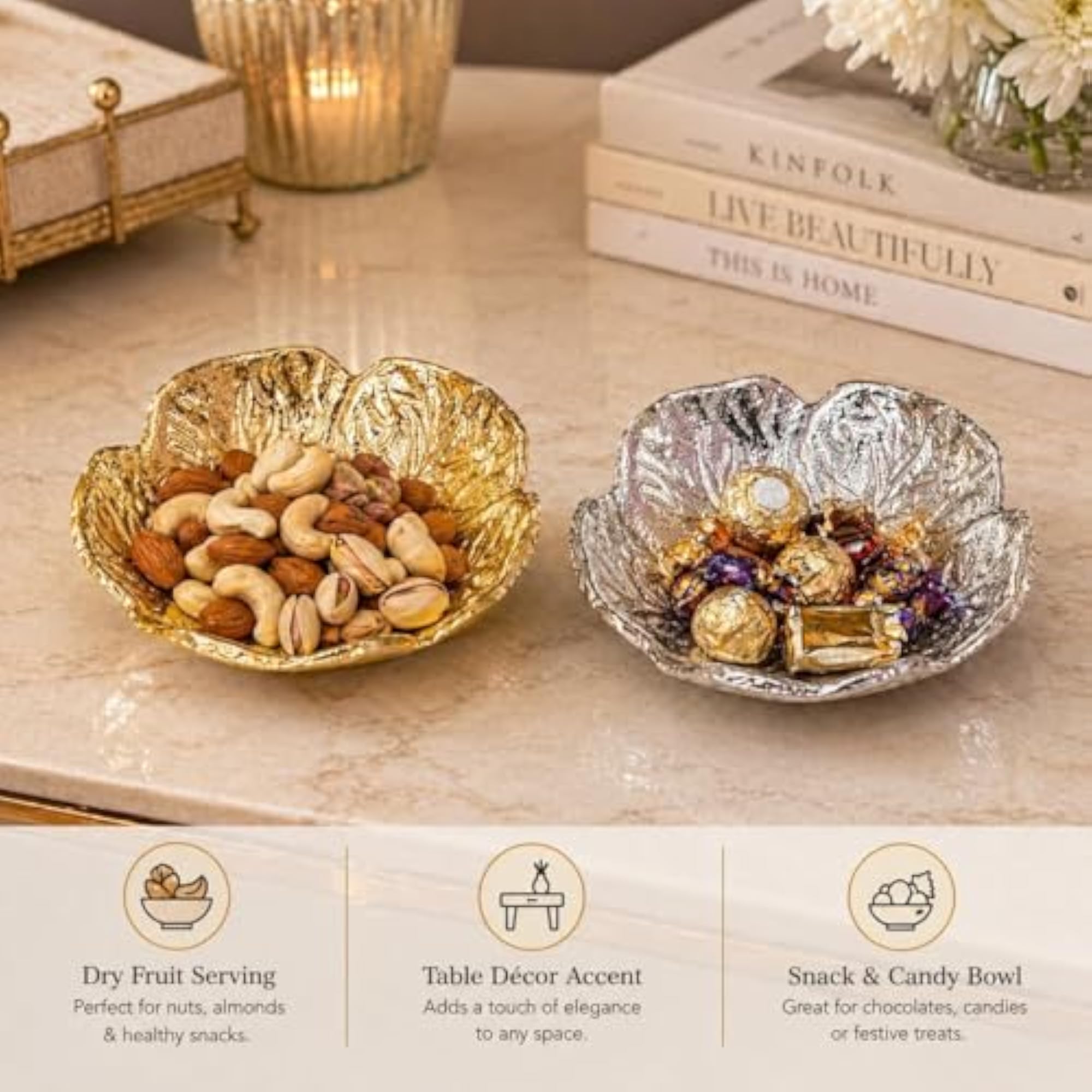 Luxury Decorative Flower Shape Serving Bowl Set