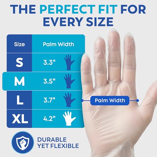Image of Keppi 110 Pack Vinyl Gloves Clear - Disposable Latex - BPA & Powder-Free - Food Grade Gloves for Cooking Cleaning Food Prep Catering BBQ Baking & Restaurant Use - (Medium)