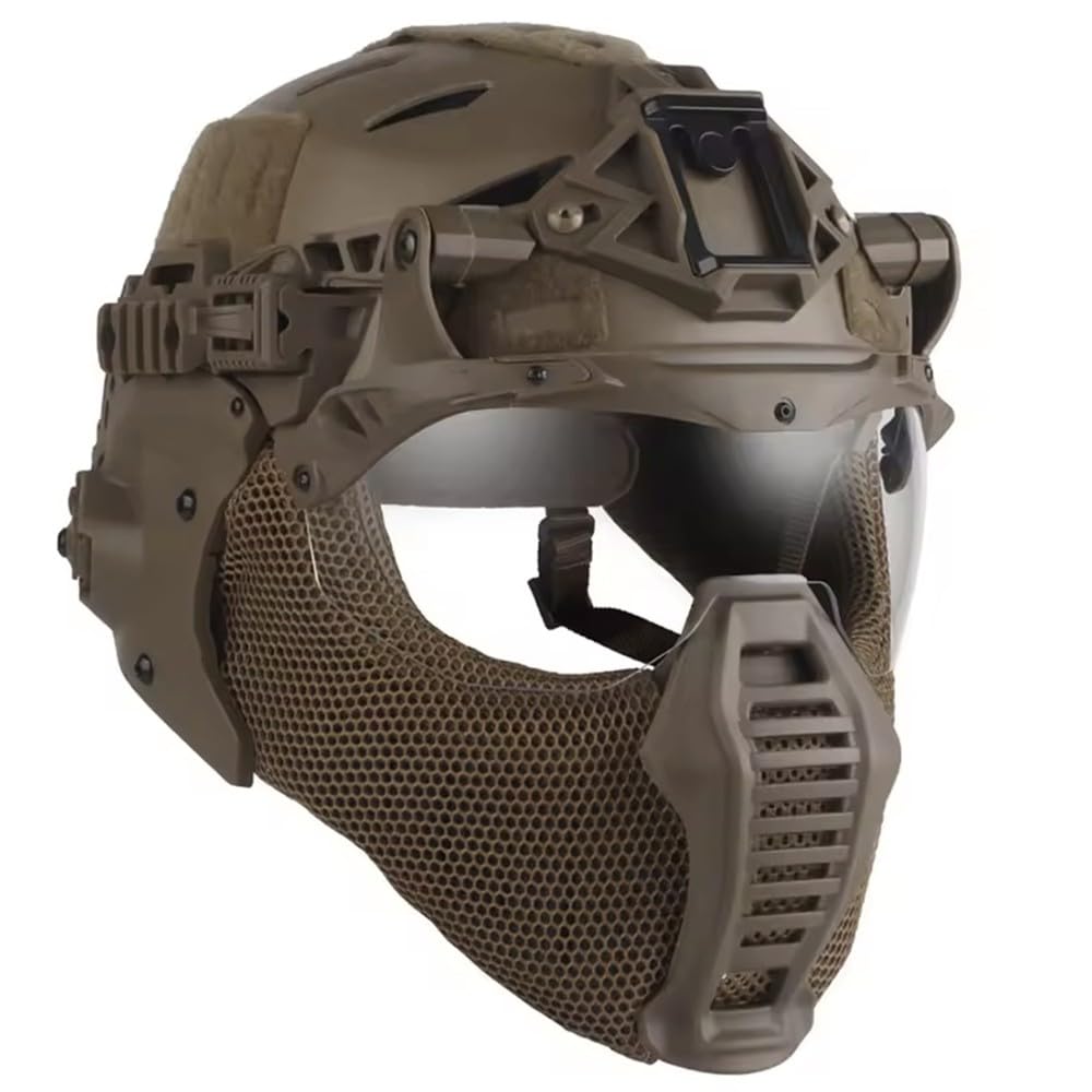 Fotrsta D Tactical Fast Helmet Full Face Protective, Airsoft Helmet With Clear Visor Goggles An Breathable Mesh Mask, Adjustable Lightweight For Paintball Wargame Shooting Outdoor