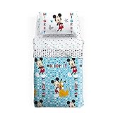 Adatto per la stagione estiva Caleffi 19994, Cotone Panama Disney Mickey Stelle Copriletto Estivo per Singolo Letto, Taglia Unica
