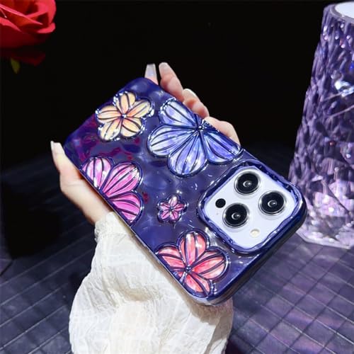 Coque de luxe pour iPhone 13 Pro LVTFCO à motifs fleurs colorées en relief