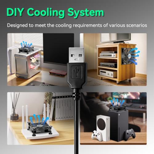 Image of 80mm USB Fan, USB Computer Fan with 3 Speeds Controller Small PC Cooling Fans for Case Server Receiver Router DVR Xbox Cooler, 2Pcs