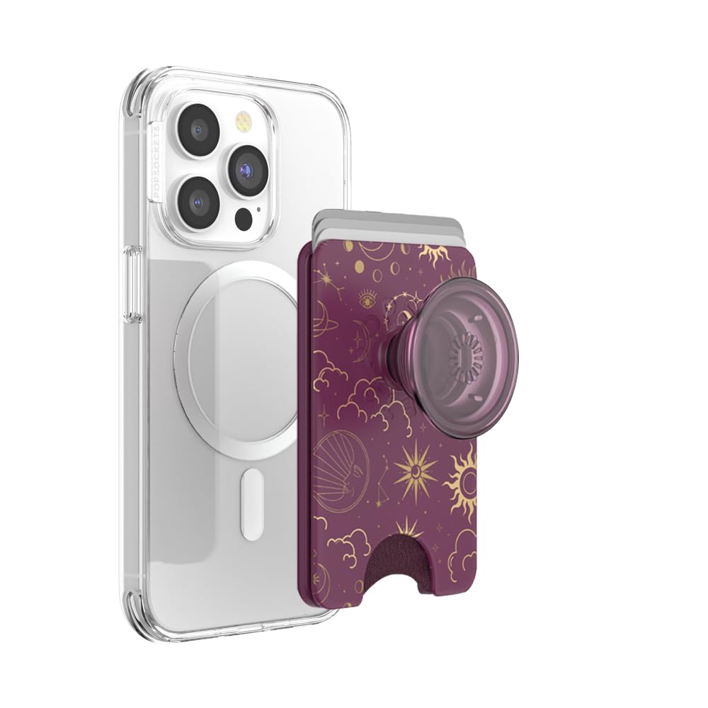 PopSockets Phone Wallet with Expanding Grip and Adapter Ring for MagSafe, Phone Card Holder, Wireless Charging Compatible, Wallet Compatible with