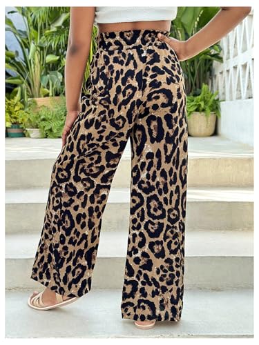 Floerns Girl's Cheetah Elastic Waist Pants Straight Leg Leopard Streetwear Trousers2