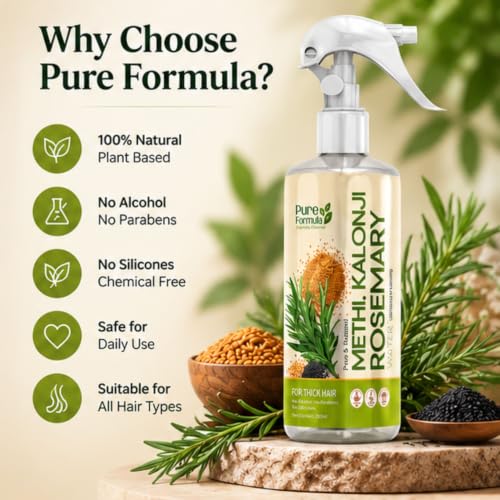 Buy Pureformula Rosemary, Methi & kalonji Water Hair Spray with Herbal Extracts | Refreshing Hair Care Spray for Strong, Smooth & Healthy | 200ml Online at Low Prices in India - Amazon.in - Image 5