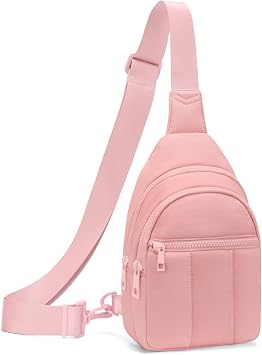 Viverte Quilted Puffer Crossbody Bags for Women Small Puffy Sling Bag Lightweight Cross Body Bubble Purse Shoulder Bag for Travel Light Pink