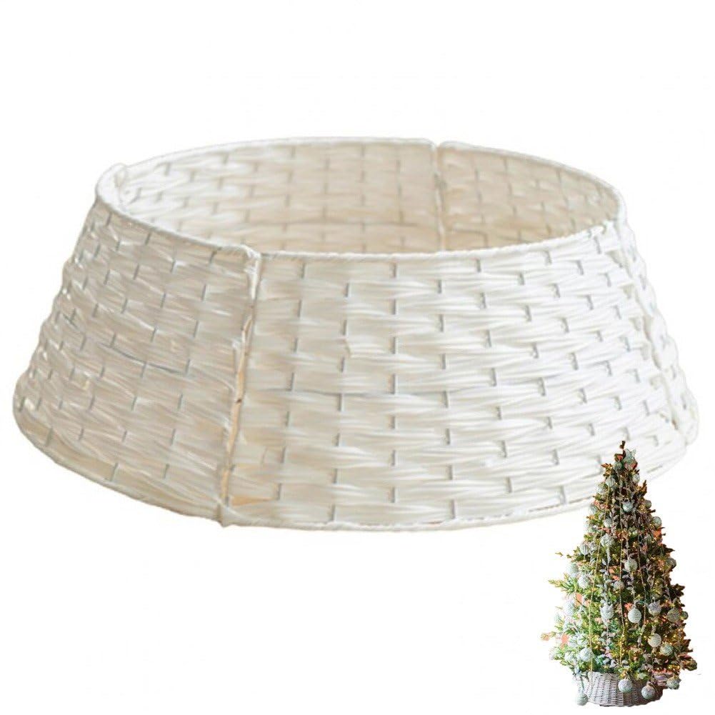Couverture de support de Noël en rotin pour un salon chaleureux et bien rangé