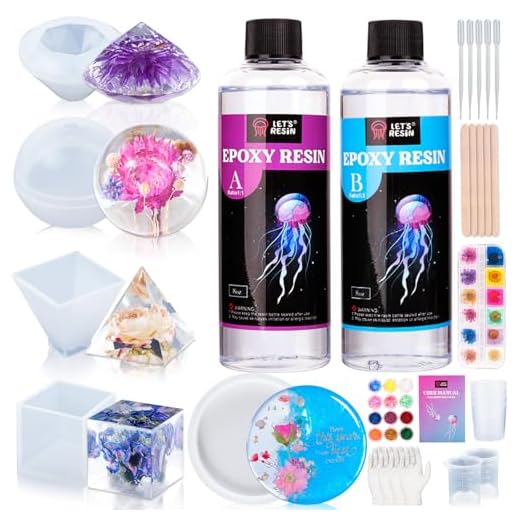LET'S RESIN Epoxy Resin Kits and Molds Complete Set, 16oz Resin Art Kit with Silicone Molds, Pigment, Dried Flowers, Crafts for Adults, Beginners, Art Supplies for DIY Lovers, DIY Gift for Women