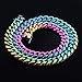 TOPGRILLZ 10,14mm Polished Stainless Steel Solid Rainbow Colorful Cuban Link Chain Necklace for Men Women Hip Hop Jewelry (22inch, Rainbow-14MM)