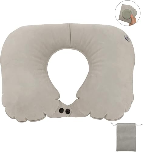 Miniatura 2 de Almohada de viaje, almohada inflable automática en forma de U, cómoda y de apoyo, protector de cabeza y cuello para viajes, avión, oficina,
