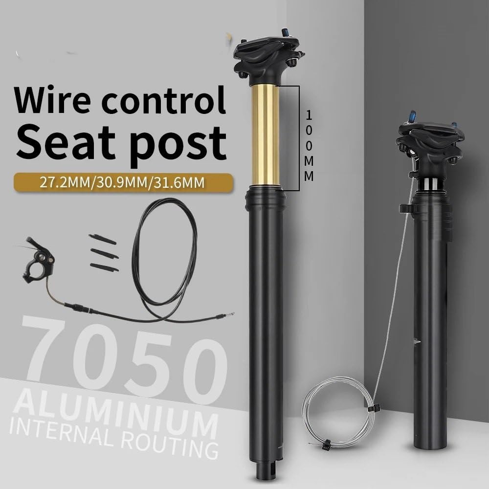 Sattelstütze Für Zoom Fahrradsattelstütze MTB MTB sattelstütze | 27,2 mm 31,6 mm Aluminium-Innen-Außengriff-Drahtsteuerung 100 mm