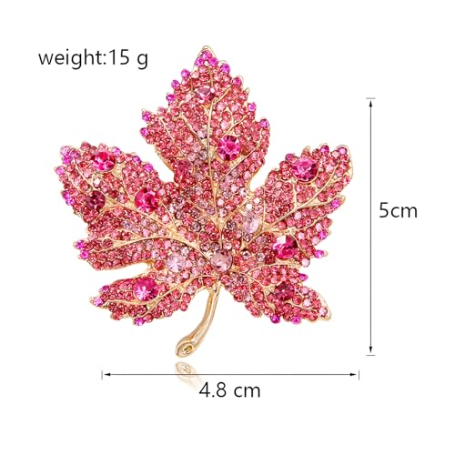 Image of WCRAZYE Rhinestone Maple Brooch Pin for Women Girls Sparkling Full Micro Pave Crystal Fall Thanksgiving Vintage Colorful Maple Leaf Lapel Pin Party Prom Wedding Thanksgiving Jewelry Gift