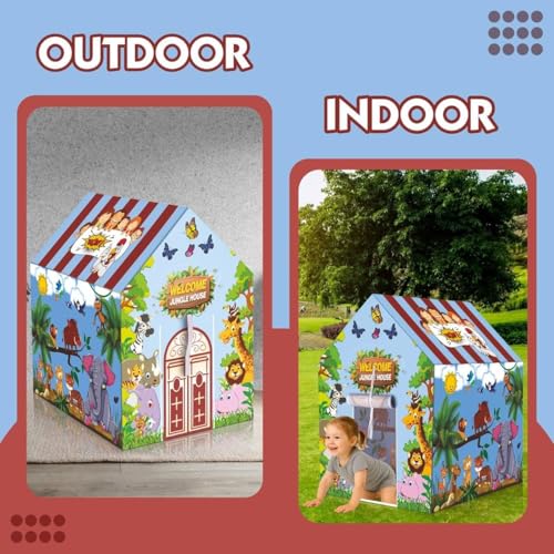 Image of Play Tent House for Kids - Lightweight Indoor Outdoor Play House for Boys & Girls | Multicolor (Jungle)