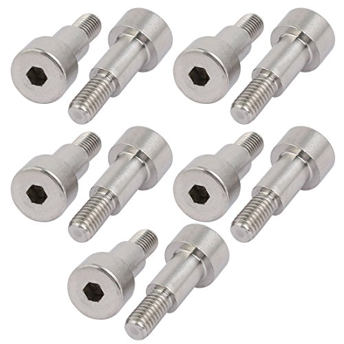 Uxcell A17101400UX0094 10Pcs 304 Stainless Steel Hex Socket Shoulder Bolt 8Mm Shoulder Dia 12Mm Shoulder Length M6 Thread cover