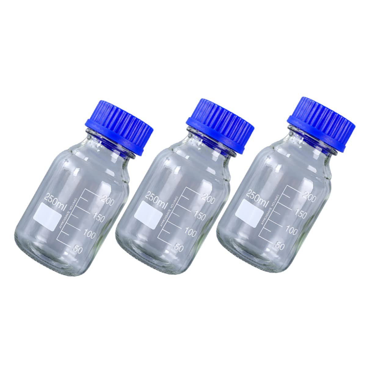 Luxshiny 3pezzi Bottiglia in Vetro per Reagenti Chimici Contenitore Ricaricabile per Medicinali Flacone per Campioni di Laboratorio Resistente Urti e Cadute Ermetico