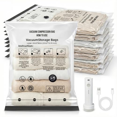 Yobobo Vacuum Seal Bags for Clothing Travel with Cordless Pump 9-Pack - image 1