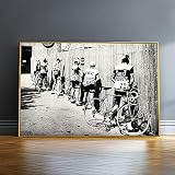 VNPQC Noir et Blanc Salle de Bains Décor Hommes Pipi Pisser Route Cyclisme Imprimer Vélo Vintage Photo Affiche Cadeau pour Mur Art Photos 40x60 cm Sans Cadre