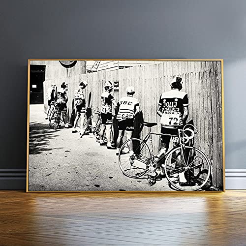 Décoration murale cyclisme vintage noir et blanc pour cadre A3 - 2