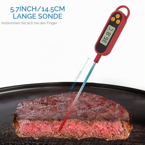 Foto von MixcMax Küchenthermometer Einkochthermometer Kuchen Flaschen Thermometer Küche Kochen Wasser Milch Baby Haushaltsthermometer LCD Digital Fleischthermometer mit Langer Sonde
