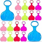 Poen 20 Pcs Snow Sled for Kids - Outdoor Winter Plastic Skiing Board With Handle - Large Portable Downhill Sleds Snowboard Sleigh for Snow, Grass and Sand Boarding