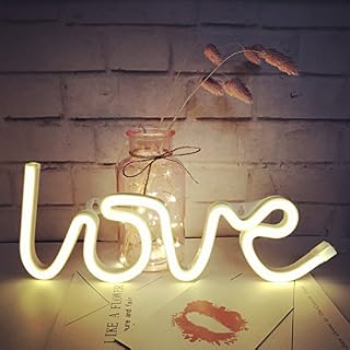 QiaoFei Neon Love Signs Light, LED Love Art Decorative Marquee Sign, Wall Decor/Table Decor for Wedding Party Kids Room Living Room House Bar Pub Hotel Beach Recreational (Warm White)