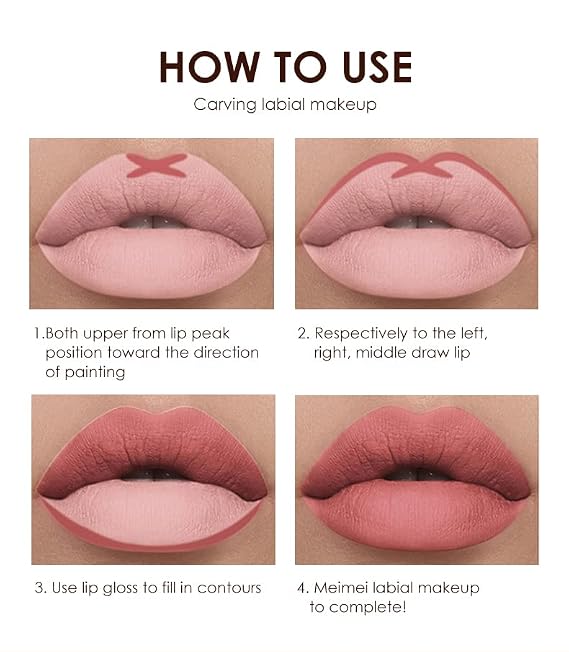 6Pcs Matte Liquid Lipstick and Lip Liner Set, Lip Combo Sets (Nudes)