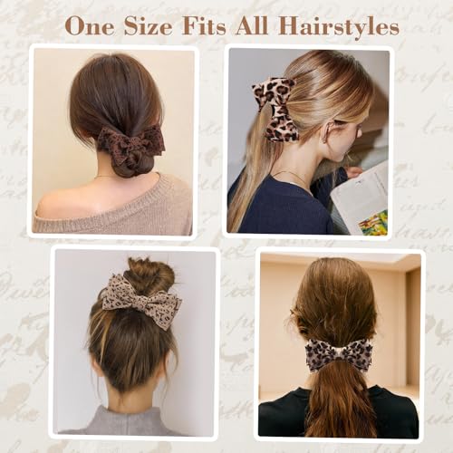 Pinzas para el cabello con lazo de estampado leopardo 4 piezas miniatura 6