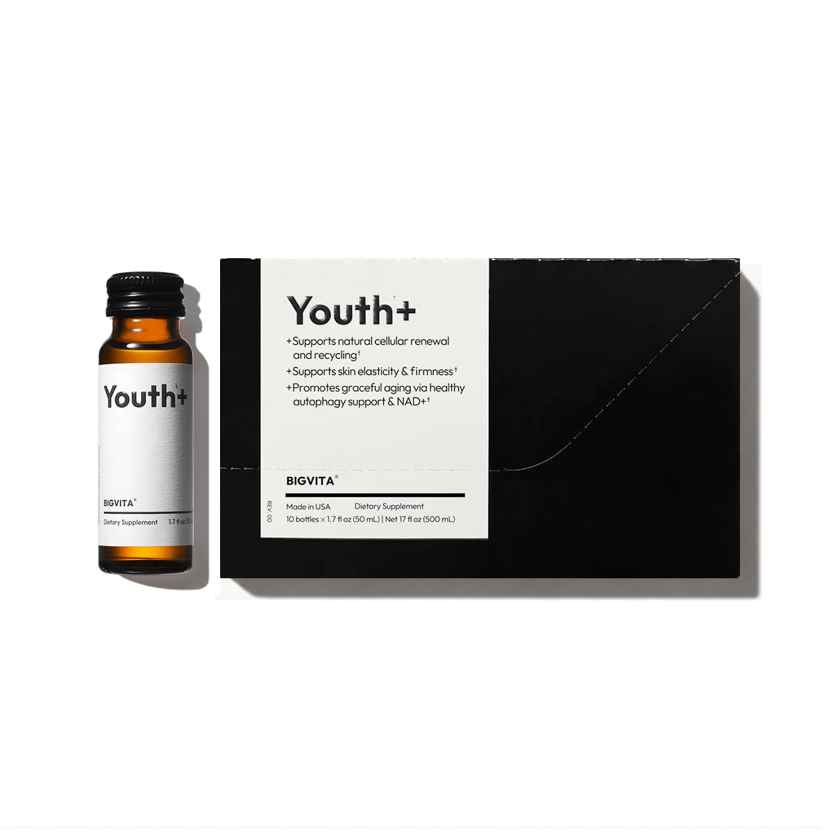 BIGVITA Youth+--Shots NAD+ pour l'anti-âge, l'énergie, la peau et la santé des cheveux, le soutien cognitif