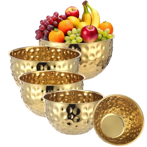 Set de 5 tazones de acero inoxidable dorado sombreado miniatura 1