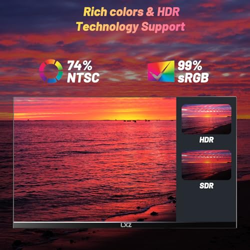 LXZ Gaming Monitor 24.5 inch, 200hz Monitor FHD 1080P Frameless IPS Display with Eye Care, DP/HDMI, Wall Mount Compatible - Black - Image 4