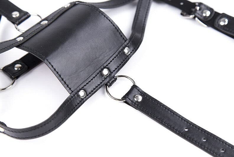 Image of Bondage BDSM Head Harness Mouth Ball Gag Mask Head Restraint Adjustable Breathable Sex Adult Toys Restraints Kinky Set Submissive,Black,One Size Fits All