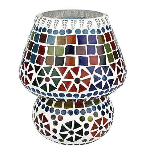 Image of 6.5 inches Mushroom Shaped Glass Table lamp for Bedside Living & Home Decoration Turkish lamp (Multicolour, Bulb not Included)