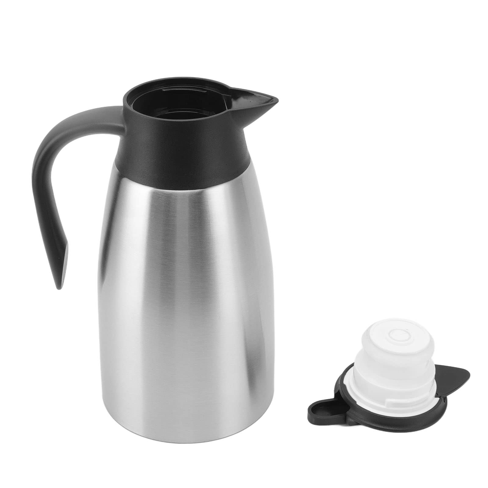 Thermal Coffee Carafe, Press Type Insulated Coffee Pot Large Capacity Beverage Dispenser Stainless Steel Thermal Pot for Keeping Hot and Cold (2L)