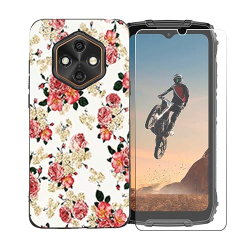 CongJiaLingXi�P�[�X�K�p �� Ulefone RugKing 4 Pro (6.56") �K�p �� �d�����ꂽ�K���X�X�N���[���v���e�N�^�[�A�_�炩���V���R�[���V�F���o���p�[�h�Ռ�TPU�ی�J�o�[�������,LLM1