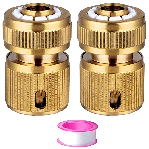 CZSYZCZS 2PCS Brass Hose End Quick Connect Fitting 1/2" Hose Pipe Quick Connector-Tap Adaptors Connectors for Watering Gardening