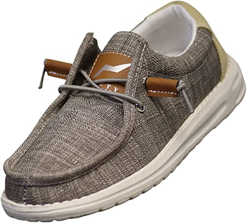 NORTY Unisex Kids Casual Boat Shoes - Slip-On Lace-Up Loafers for Boys and Girls - Lightweight Design