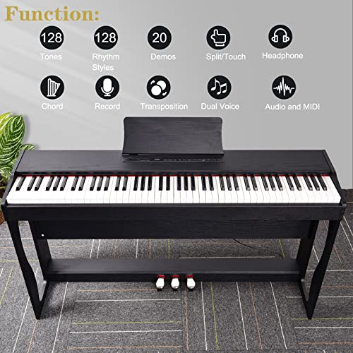 LEADZM Piano Numérique 88 Touches avec Banc, Clavier Entièrement Lesté, Piano Électrique avec Double Bluetooth et Haut-Parleurs Stéréo, 128 Sonorités et Rythmes, Système à 3 Pédales, Noir - Les Beatles, Paul McCartney, John Lennon, RIngo Starr, George Harrison LEADZM Piano Numérique 88 Touches avec Banc, Clavier Entièrement Lesté, Piano Électrique avec Double Bluetooth et Haut-Parleurs Stéréo, 128 Sonorités et Rythmes, Système à 3 Pédales, Noir – Image 7