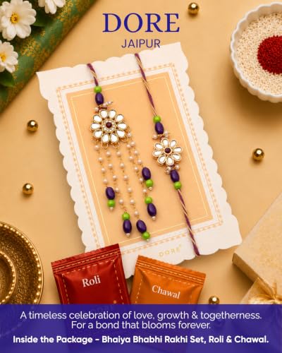 Image of HyperFoods Bhaiya Bhabhi Rakhi with Chocolate Gift Pack and Rakhi for Brother and Bhabhi Gift Hamper Chocolates with rakhi set for Brother Benrove Chocolate (Assorted Color Bags) 350g Gifts Pack