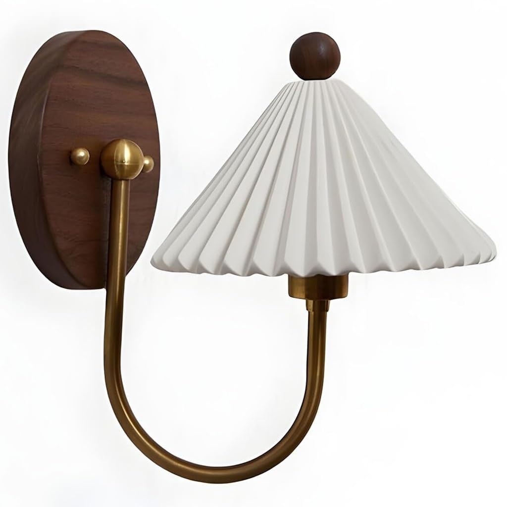 Aplique de pared para dormitorio en madera maciza y cerámica retro