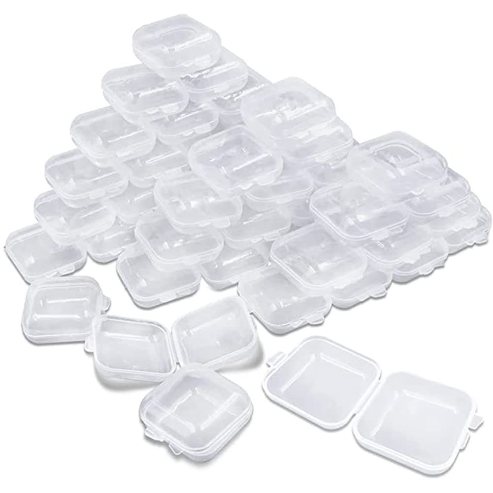 ISTOVO 50Packs Small Clear Plastic Storage Containers,Mixed Empty Mini, Case with Lids for Small Items and Other Craft Projects