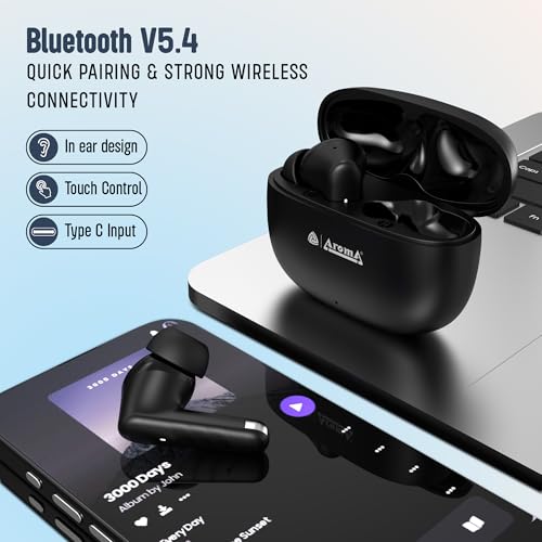 Image of AROMA NB126 Bolt V5.4 Upto 60Hr Playtime* Dual Paring, Fast Charging, Heavy Bass Bluetooth
