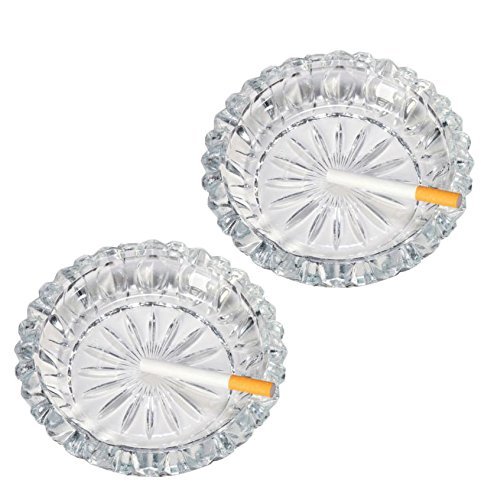 epure Set of 2 6 inch Round Decorative Glass Ashtray, Candy Dish, Coin Dish, Shallow Bowl, (2)