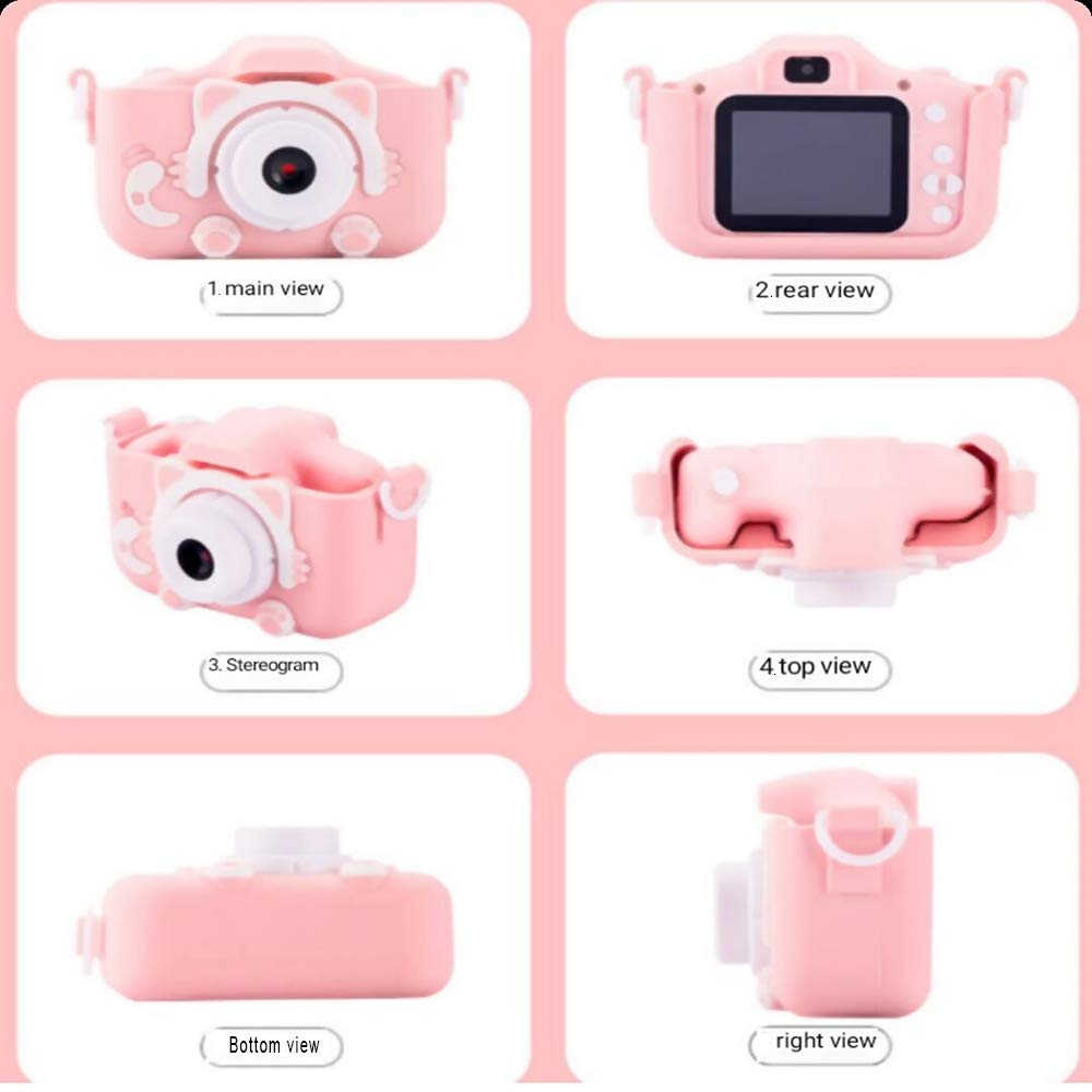 NOGA Kamera cyfrowa dla dzieci 12,0 MP ładowana kamera dziecięca z ekranem Ips 2,0 cala 1080P 32 GB karta pamięci przednia i tylna soczewka kamera dla dzieci selfie prezent dla dzieci w wieku 3-10 dzieci (różowy)