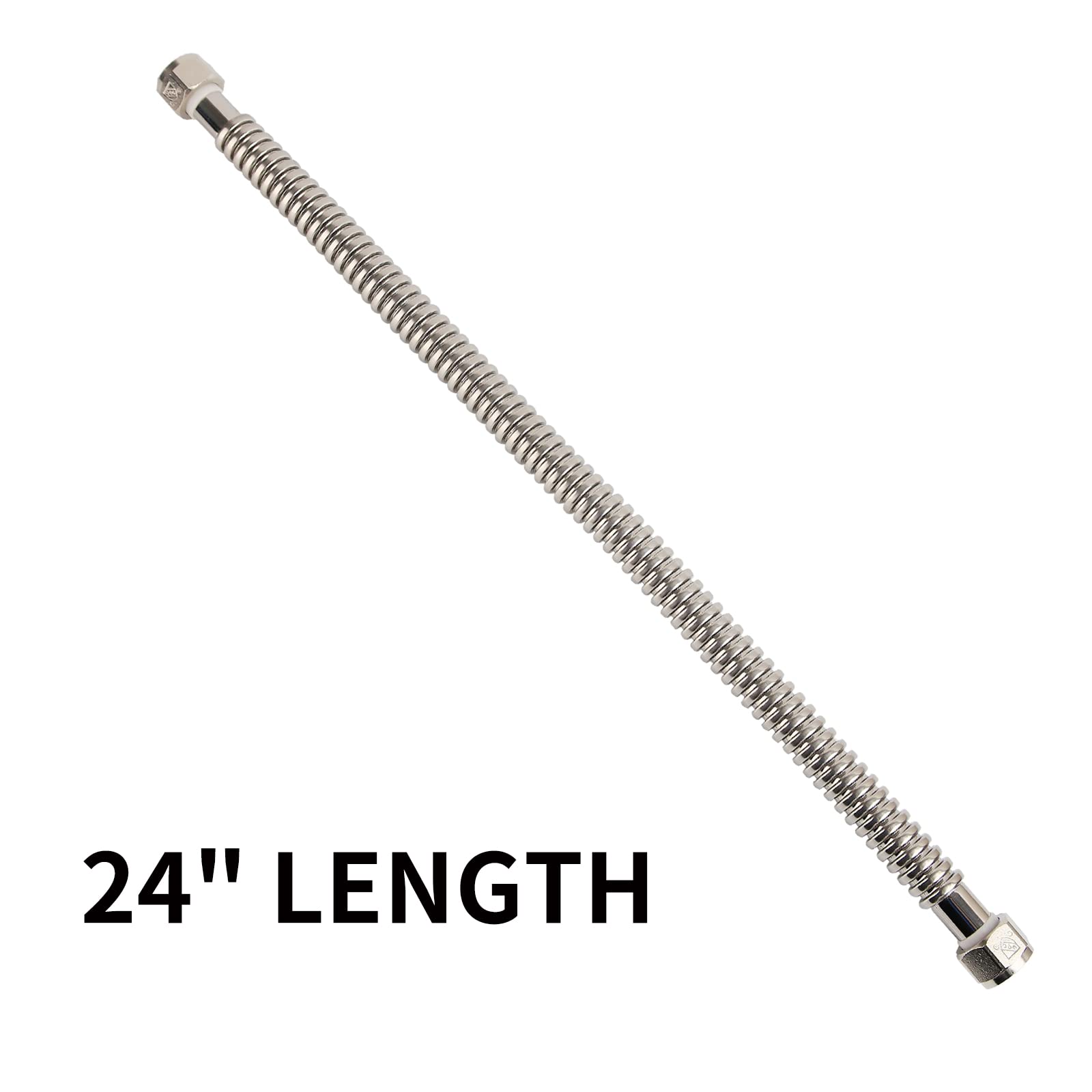 Paquete de 2 conectores de calentador de agua corrugado de acero inoxidable resistente y duradero para calentador de agua, ablandador de agua, 24 pulgadas de longitud