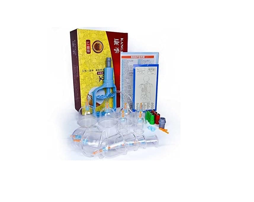 Image of SUJOK Hijama Cupping Kit Set 12 Pcs Vacuum Cupping Set Health Care Vacuum Cupping Portable Body Relaxation Massage Therapy Kit (Kangji Cupping Set 12)