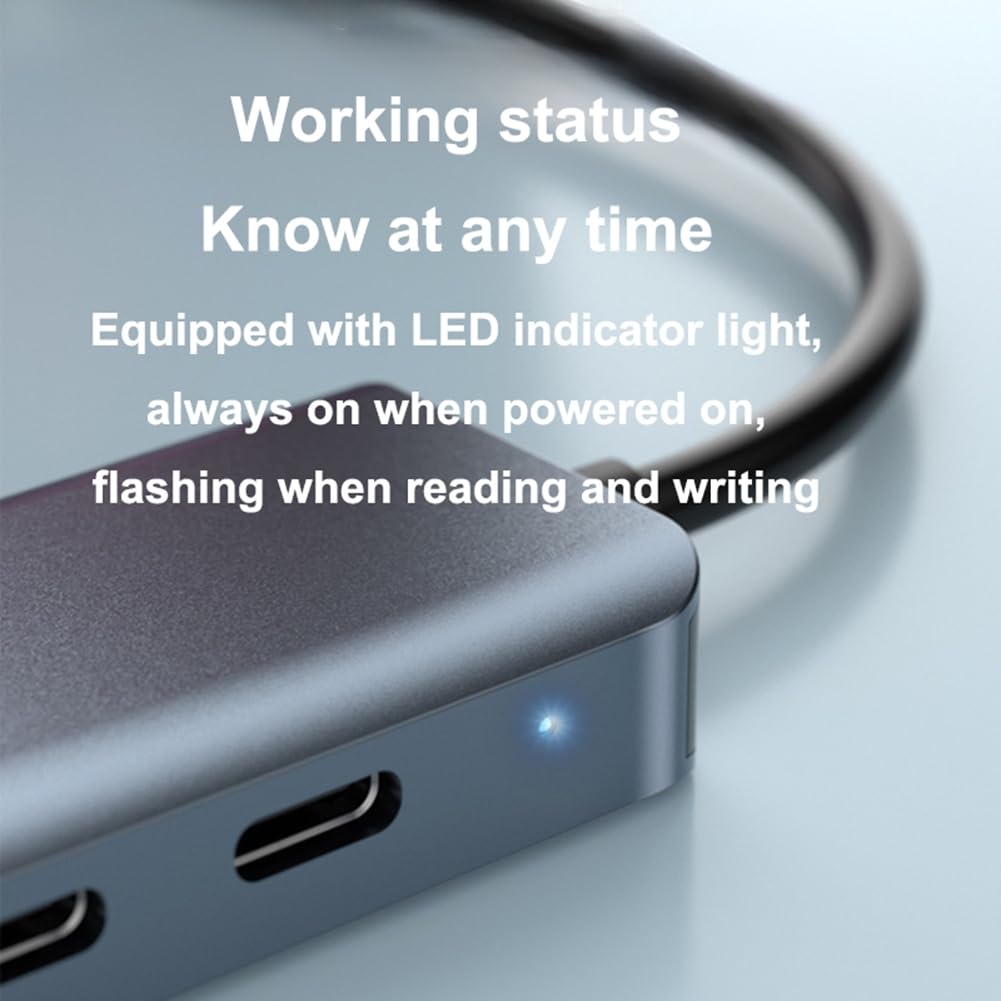 Hub USB-C 6 in 1 con modalità Alt DP Type-C, Dotato di Uscita Video Duale HDTV 4K/60Hz, velocità di Trasferimento Dati USB3.2 Gen2 10Gbps e Ricarica PD da 100W.