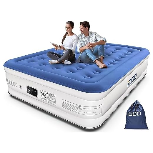 iDOO Cama Hinchable Doble, Cama de Aire con Integrada Almohada y Bomba, 3 Minutos Rápido Inflado/desinflado, Cómodo Colchón de Aire Ideal para el Hogar y de Acampada,203x152x46cm, Peso máximo:295kg