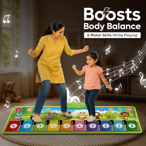 Image of Interactive Baby Musical Piano Mat - Animal Sounds & Music Modes, Fun Learning Keyboard for Toddlers, Lightweight & Portable Musical - Green