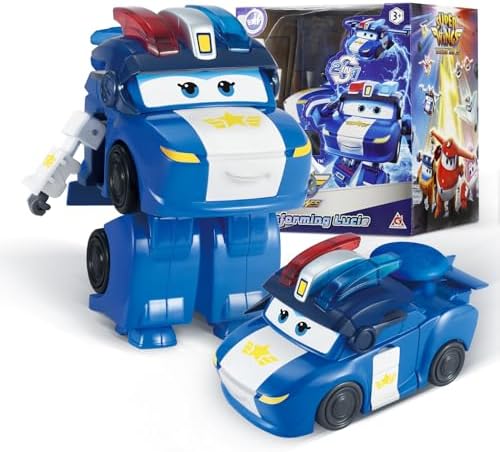 Super Wings Transformations-Flugzeug Supercharged Lucie, ca. 12,7 cm große Spiel-Figur für Kinder, Spielzeug-Flugzeug und Roboterfigur für 3+ Jahre Alten Jungen Mädchen, 5 in