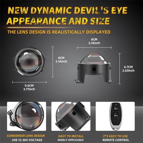 2PCS Dynamic Devil Eyes LED para Faros de Auto miniatura 2